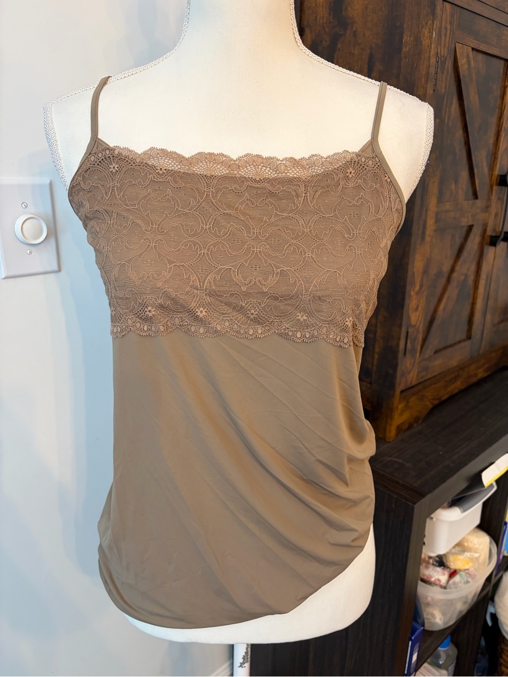 Jockey Lace-Trim Slip Camisole in Taupe Brown